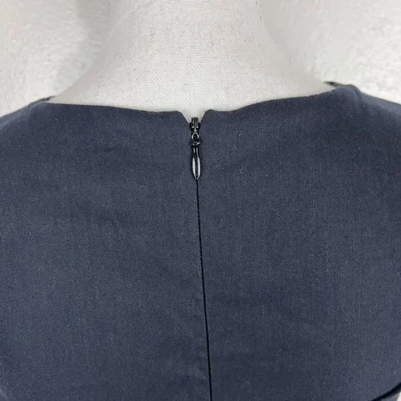 Nicole Miller Artelier Dress Women 4 Black Sleeveless Midi Drape Solid LBD Linen - Picture 11 of 14